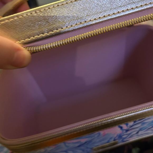 Lilly Pulitzer Gold and Blue Makeup Case Set with make up brushes nwt new - Picture 5 of 11